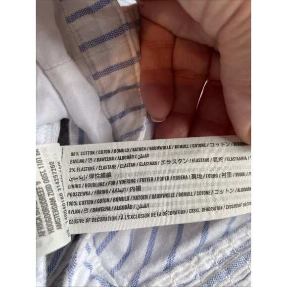 Abercrombie & Fitch Cami Corset Crop Top Size S Blue Striped Smocked Buttons - Picture 5 of 8